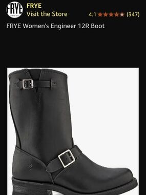 W8/8.5 Frye Women's Black Engineer Lace-Up Buckle Boots